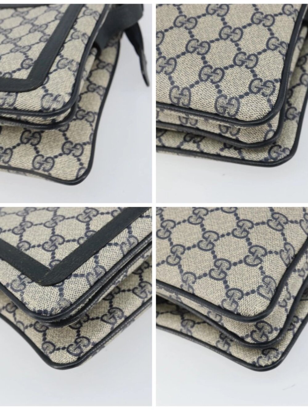 GUCCI GG Supreme Sherry Line Shoulder Bag PVC Navy Gold 41 02 090 Auth 159405 - Picture 14 of 16